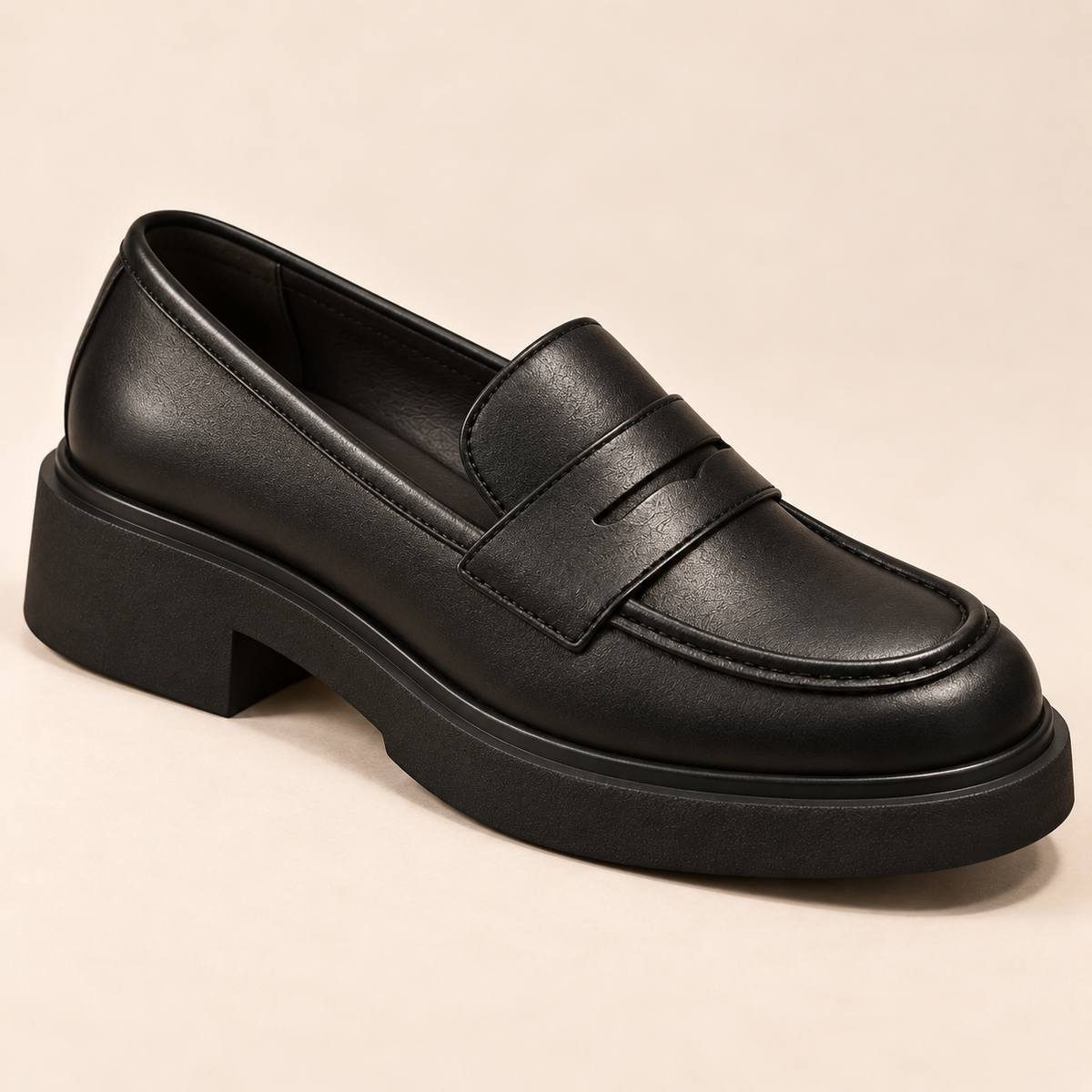 Mocassins Noirs à Semelle Épaisse